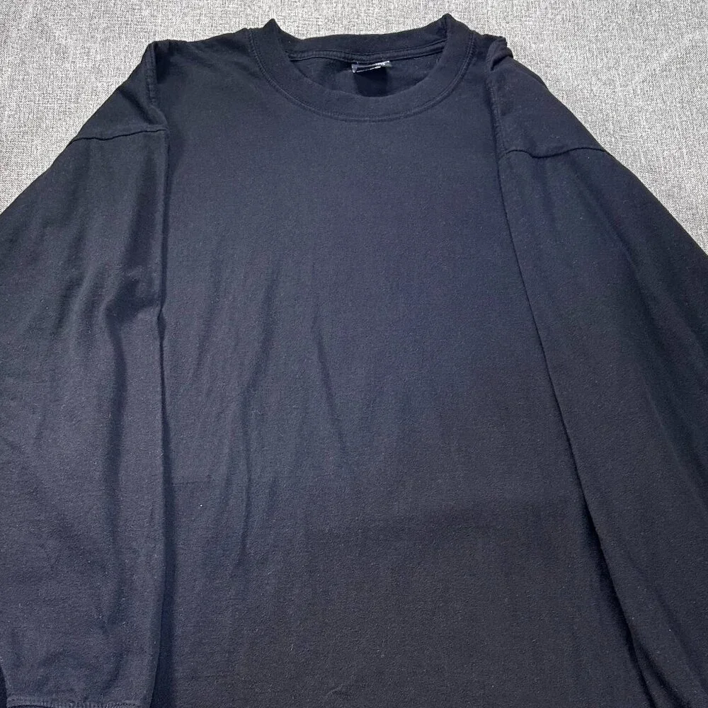 Sada Long Sleeve Shirt Top Men's 2X Crew Neck Black Casual 100% Cotton - Picture 6 of 12